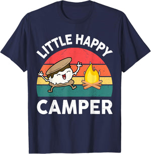 Kid Little Happy Camper Funny Boy Girl Toddler Smore Camping T-Shirt - T-Shirt | Navy