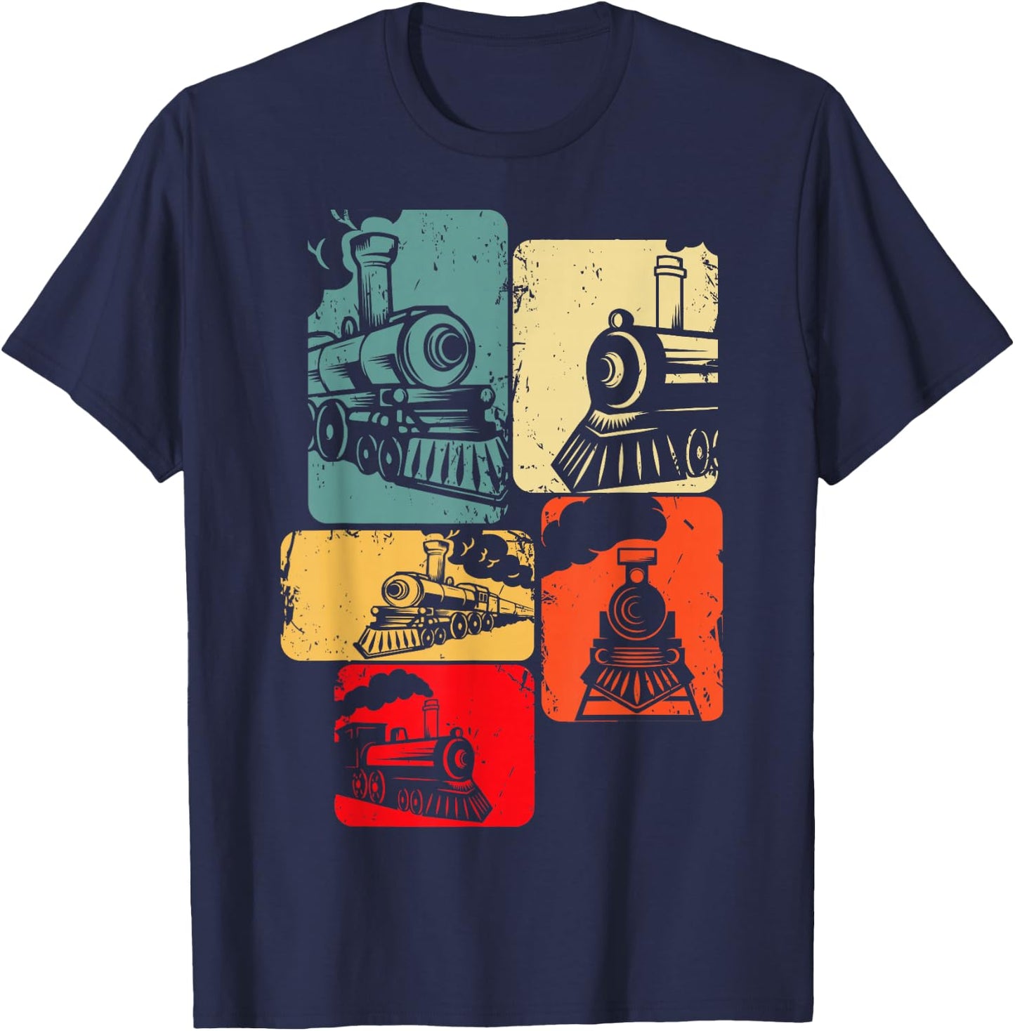 Train Railroad Engineer Railway Steam Train Locomotive T-Shirt - T-Shirt | Navy