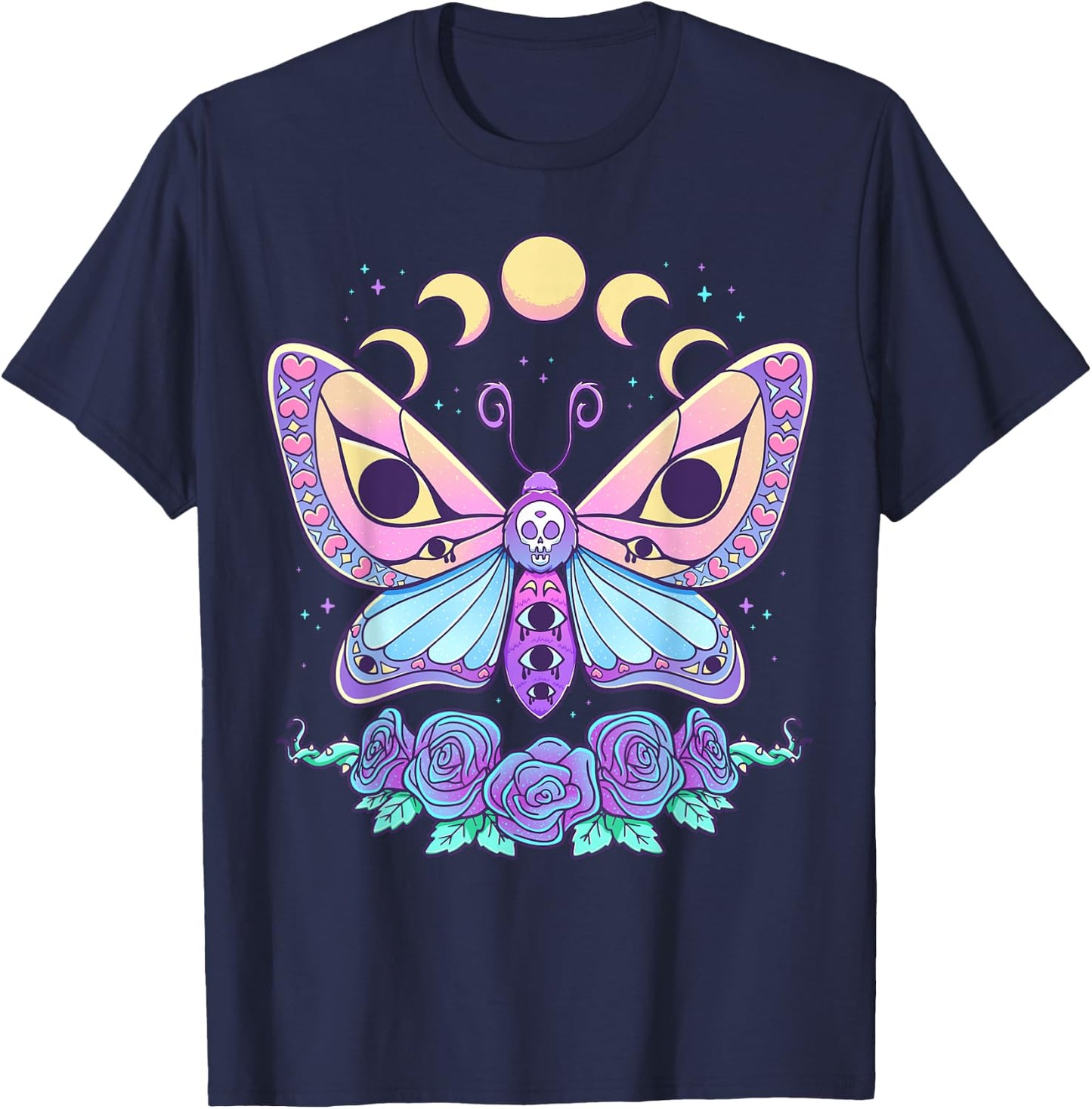 Pastel Goth Creepy Butterfly Moth Kawaii Emo Cute Nu Goth T-Shirt - T-Shirt | Navy