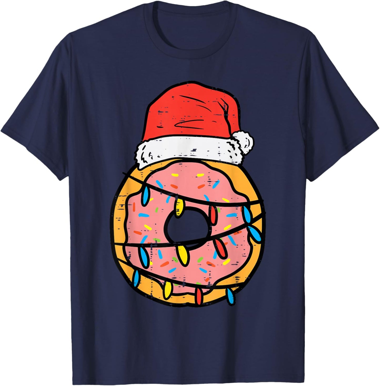 Christmas Donut Santa Cute Xmas Baking Baker Men Women Kids T-Shirt - T-Shirt | Navy
