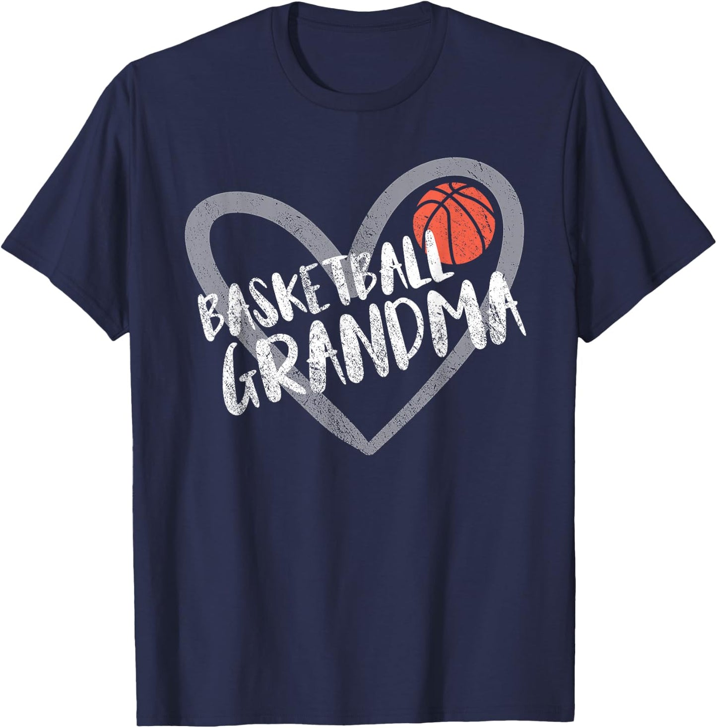 Basketball Grandma Heart T-Shirt - T-Shirt | Navy