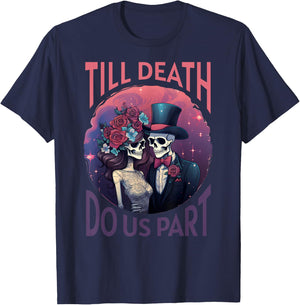 Skeleton Couple Wedding Till Death Do Us Part Halloween T-Shirt - T-Shirt | Navy