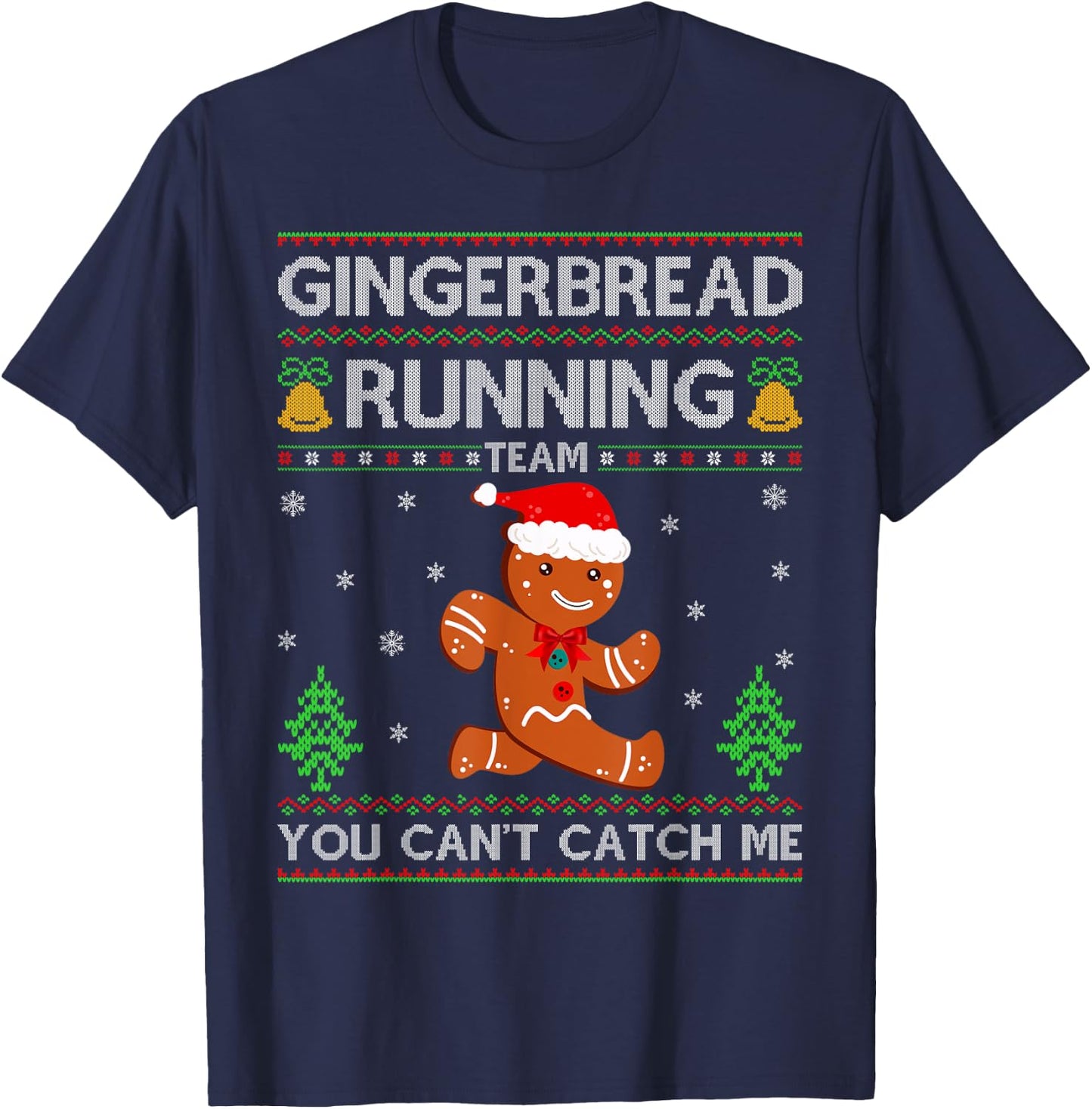 Ugly Xmas Sweater Gingerbread Running Team Christmas T-Shirt - T-Shirt | Navy