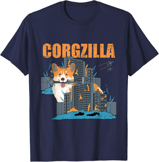 Corgzilla Funny Pembroke Welsh Corgi Pet Dog Lover Men Women Girls Kids T-Shirt - T-Shirt | Navy