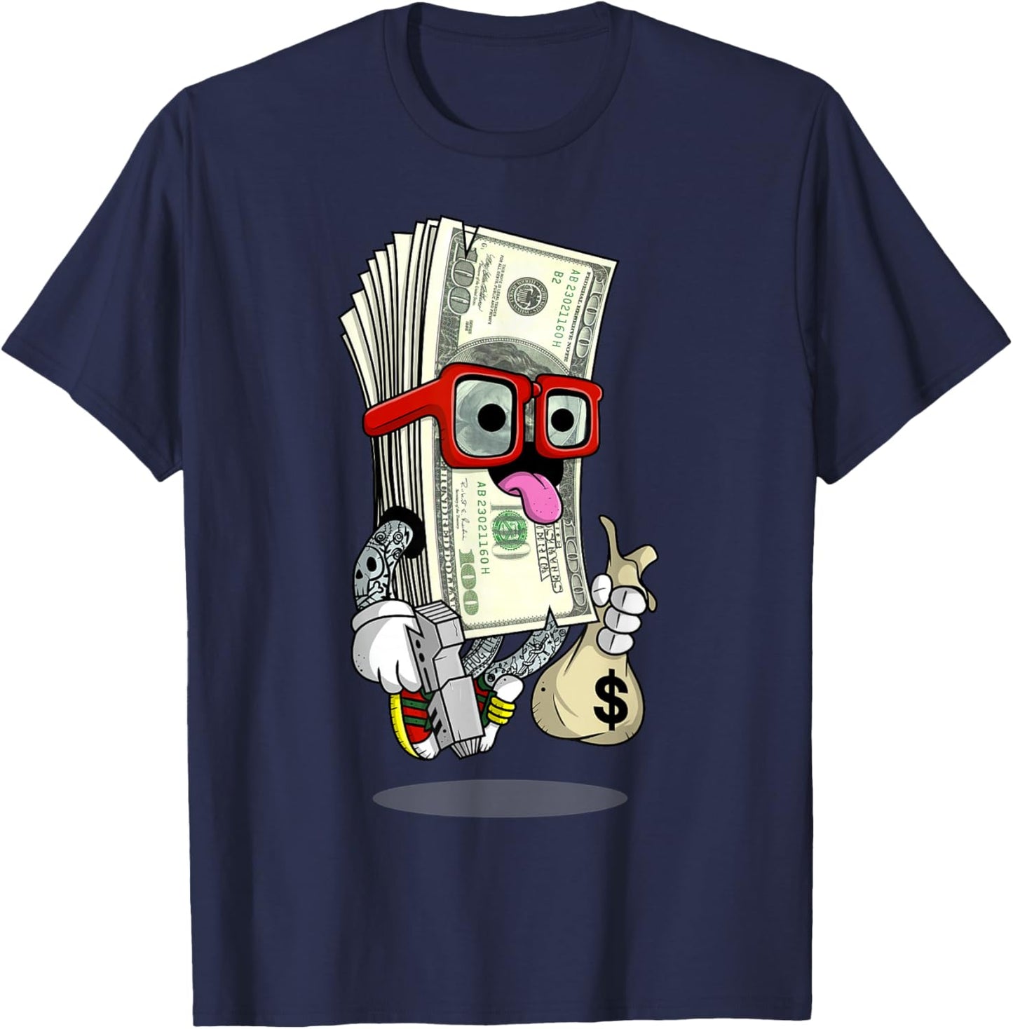 Money Hip Hop Graphic Urban Graffiti Art T-Shirt - T-Shirt | Navy