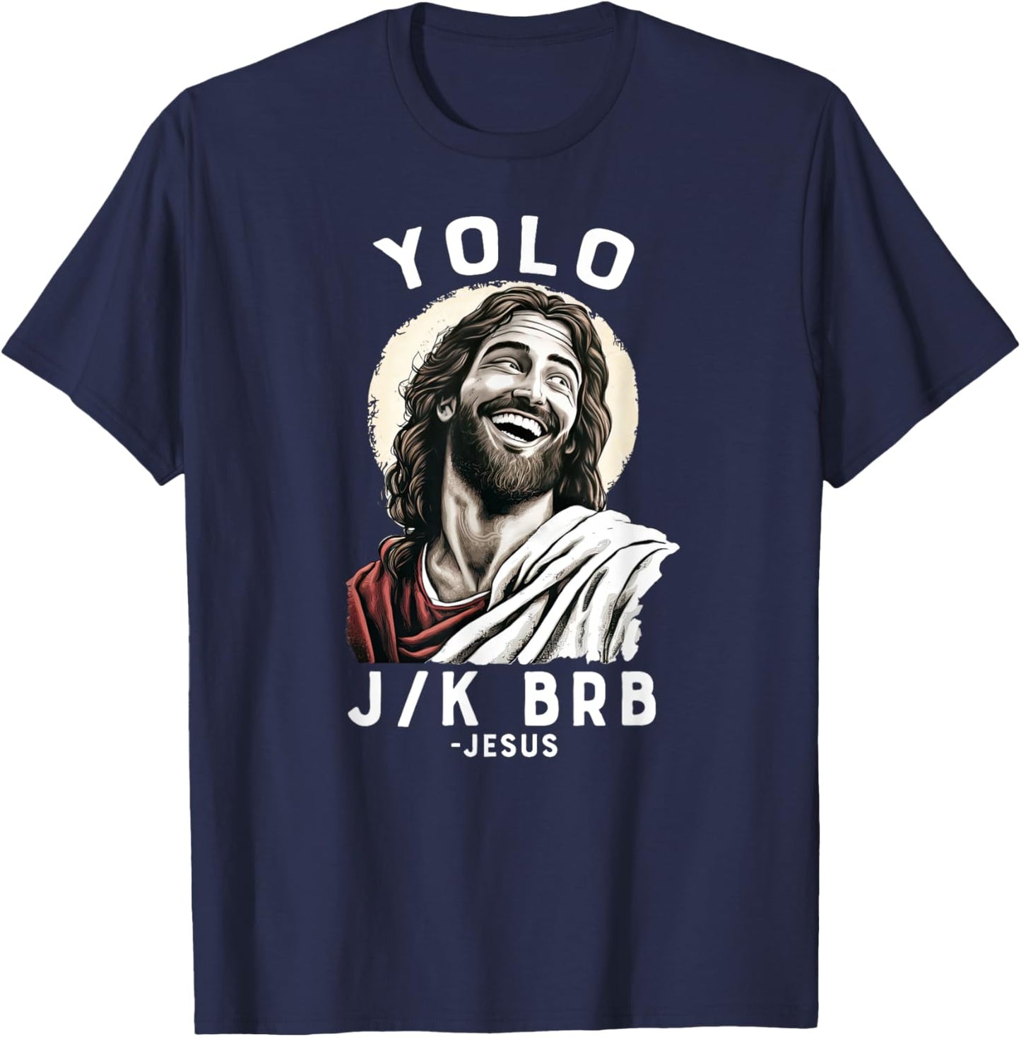 Team Jesus 28:6 Funny Christian Easter Jesus YOLO JK BRB - Black, Small T-Shirt - T-Shirt | Navy