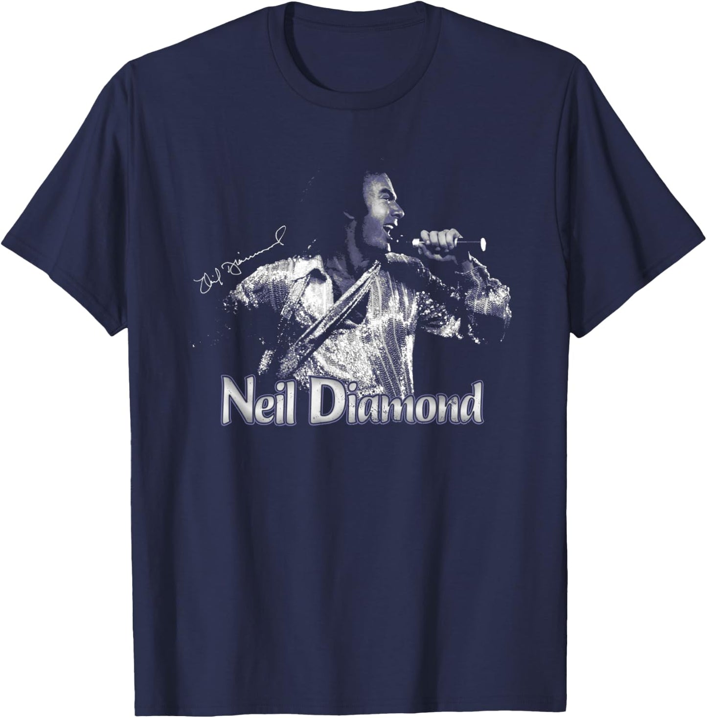 Official Neil Diamond Singing Photo T-Shirt - T-Shirt | Navy