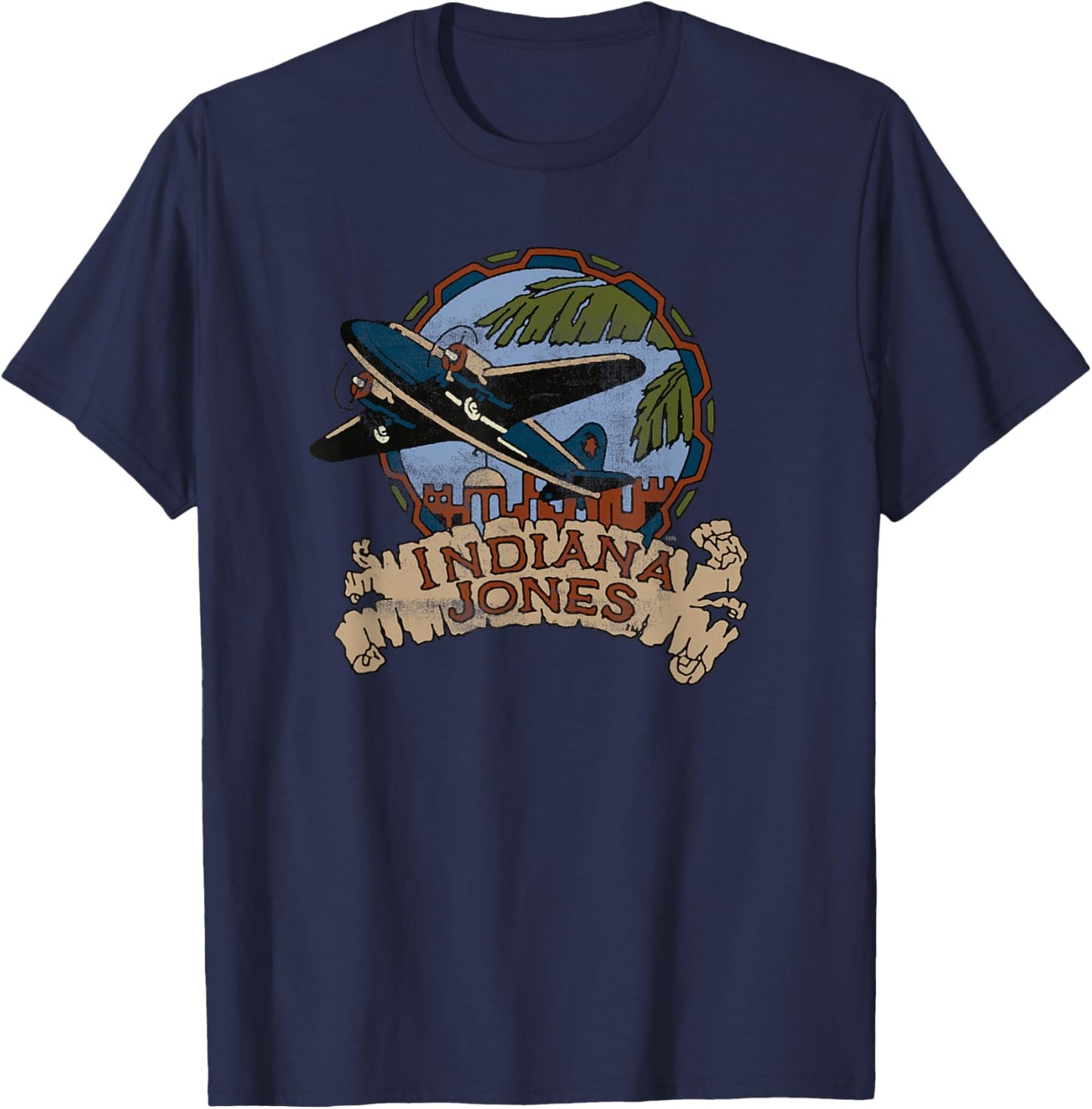 Lucasfilm Indiana Jones Adventure Plane Vintage Small T-Shirt - T-Shirt | Navy