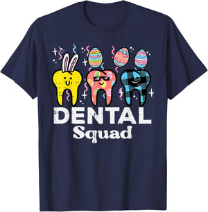 Easter Dental Squad Funny Crew Teeth Tooth Dentist Women T-Shirt - T-Shirt | Navy