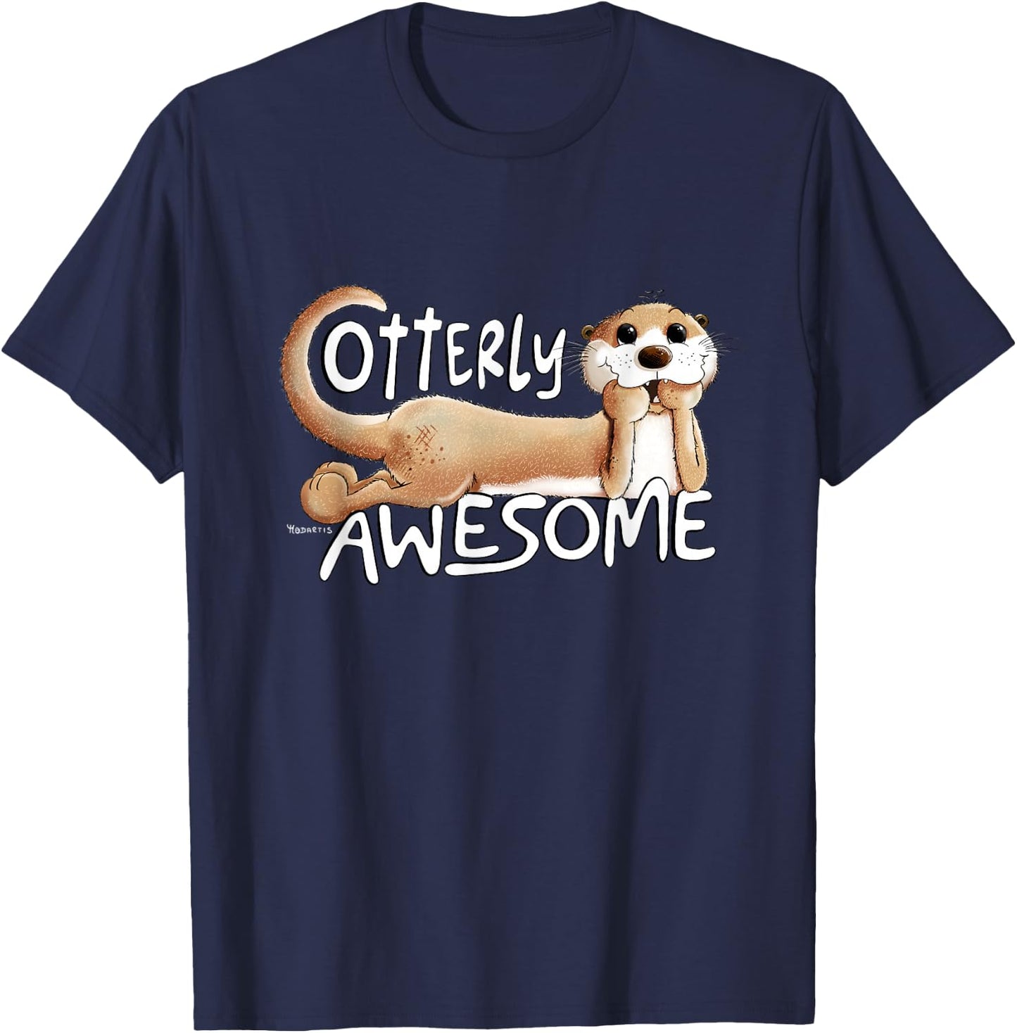 Otterly Awesome Otter Word Game Sea Otter Statement T-Shirt - T-Shirt | Navy
