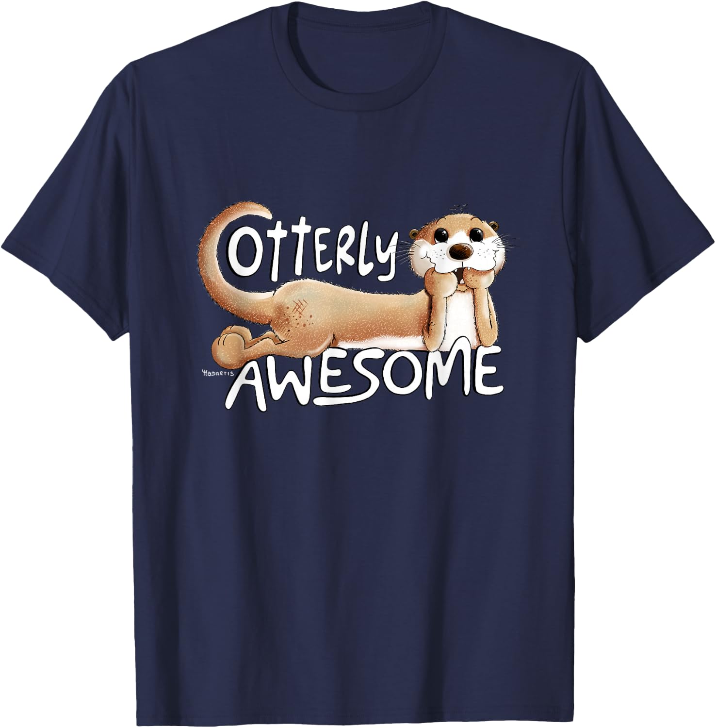 Otterly Awesome Otter Word Game Sea Otter Statement T-Shirt - T-Shirt | Navy