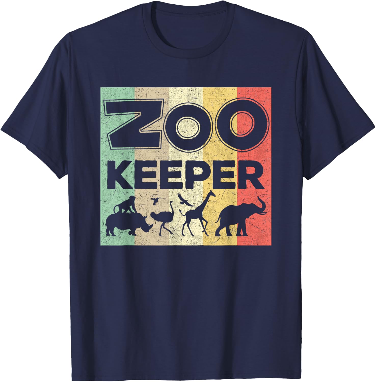 Zookeeper African Savanna Wildlife Animal T-Shirt - T-Shirt | Navy
