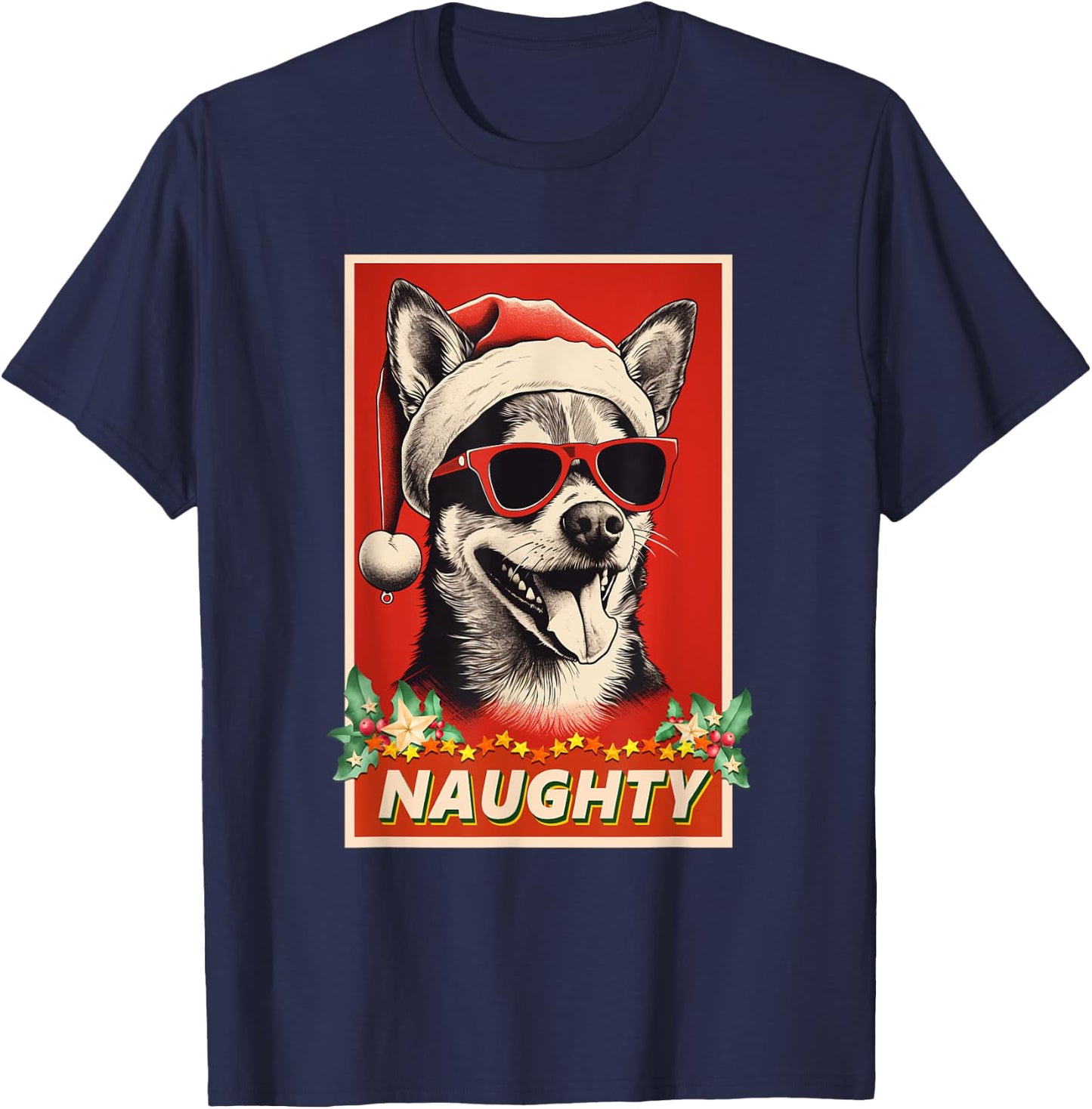 Funny Huskita Christmas Naughty Vintage T-Shirt - T-Shirt | Navy