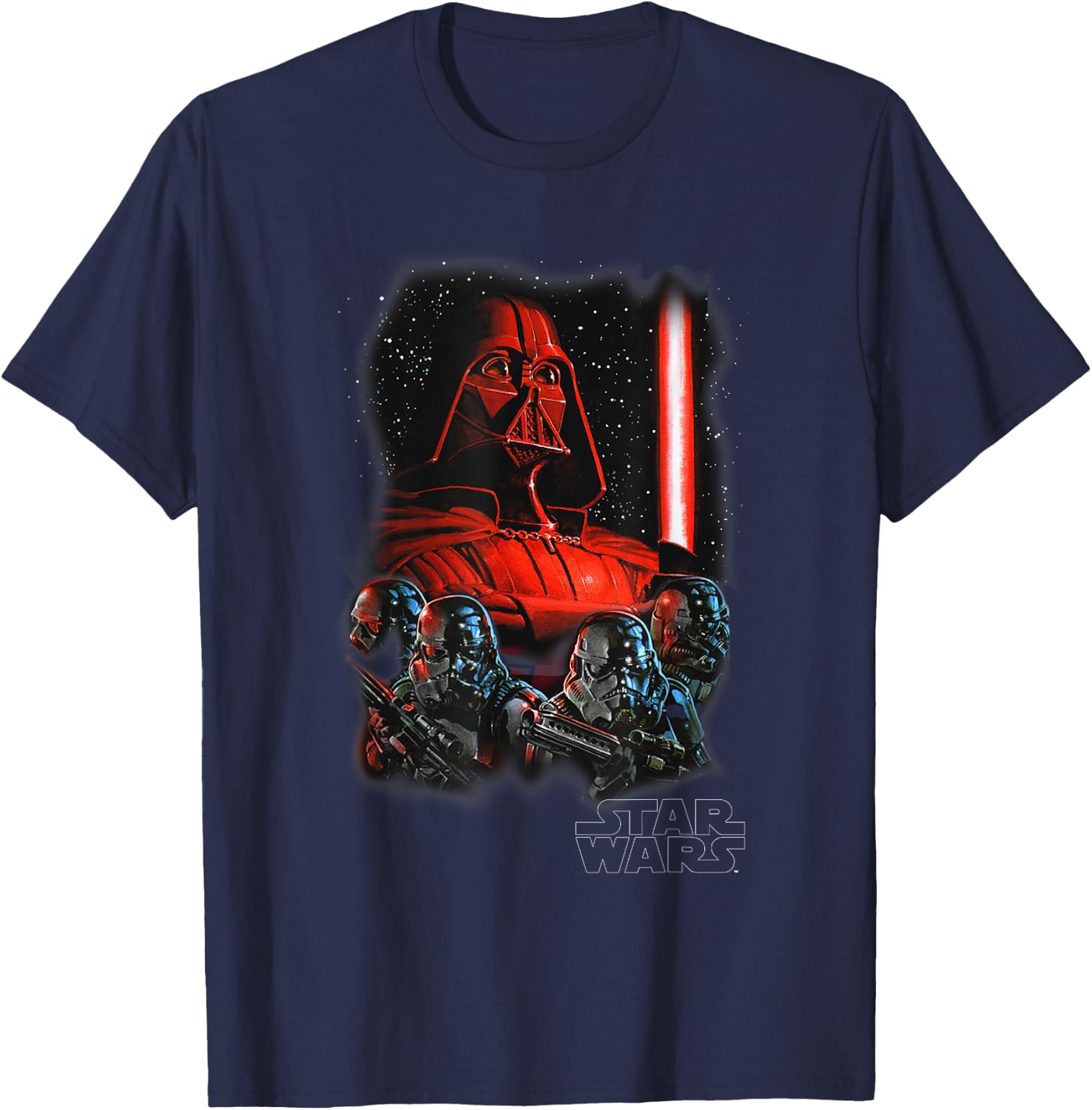 Star Wars Empire Strikes Back Vintage Galactic Darth Vader T-Shirt - T-Shirt | Navy