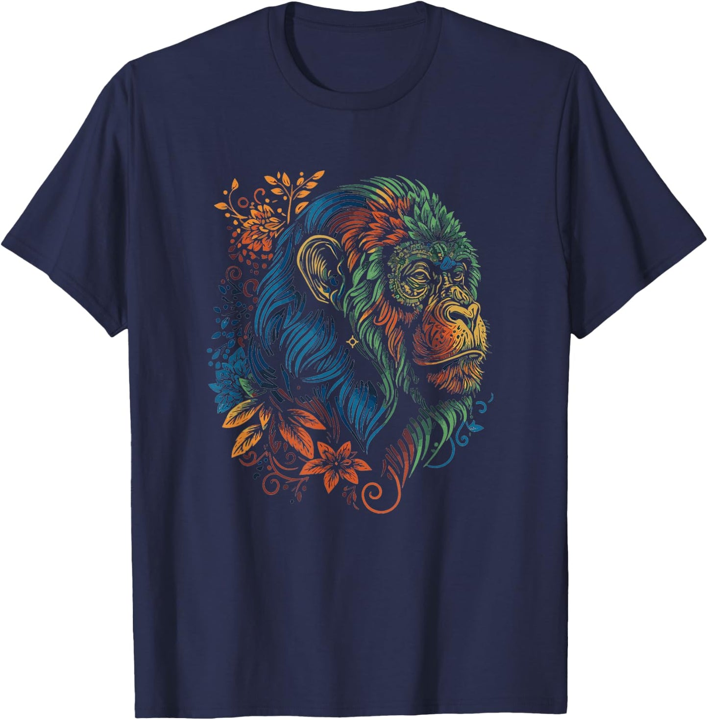 Artistic Abstract Howler Monkey Art Ape Lover Monkey T-Shirt - T-Shirt | Navy