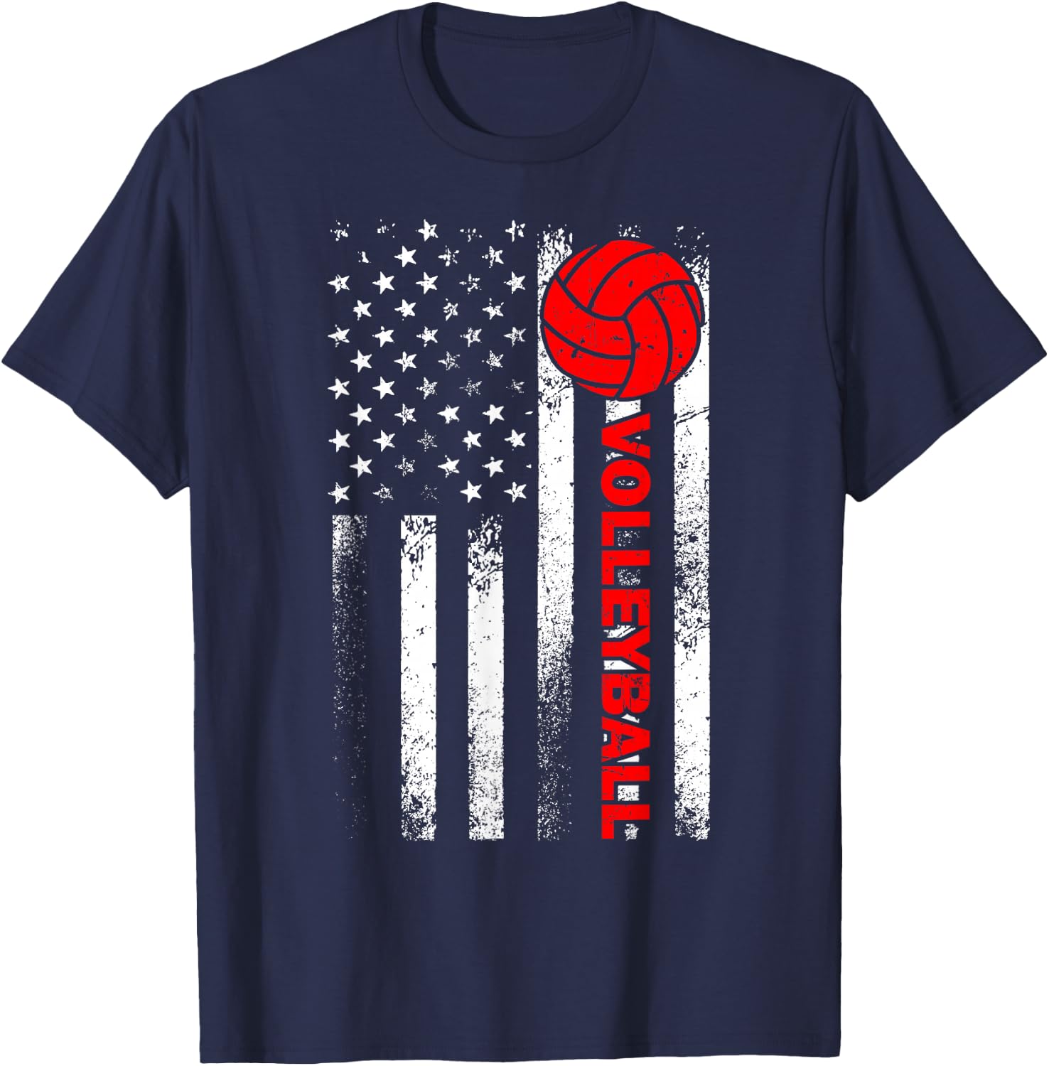 Funny Volleyball Design Women USA Patriotic Athlete T-Shirt - T-Shirt | Navy