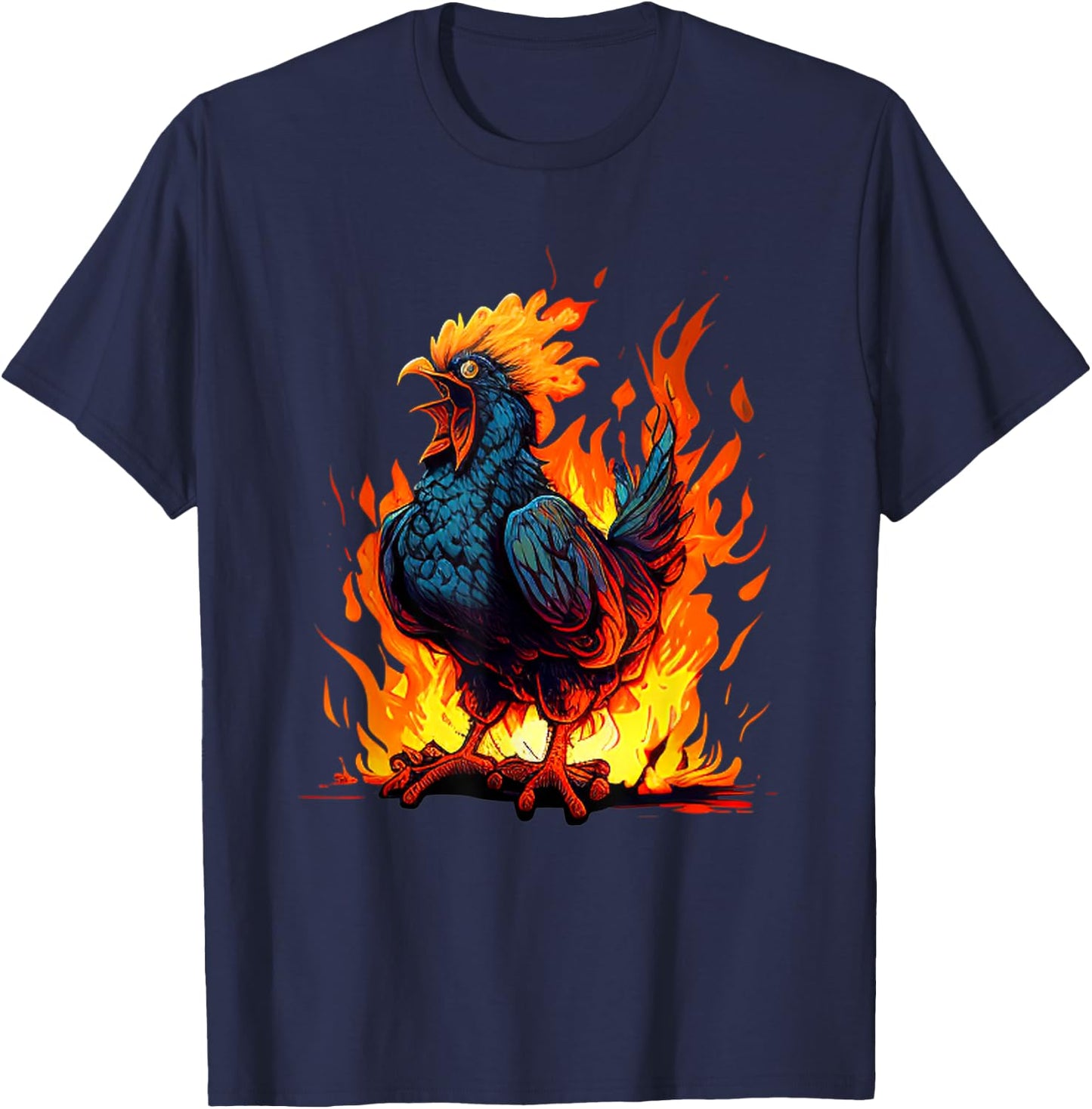 Angry Rooster for Hot Chicken and Hell Roosters Lovers T-Shirt - T-Shirt | Navy