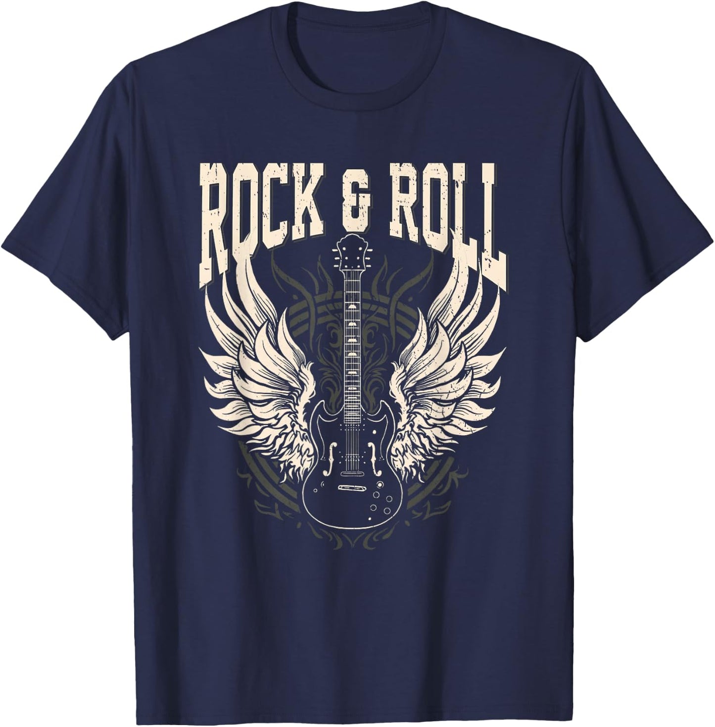 Rock and Roll Lover Gifts Cool Electric Guitar Concert Band T-Shirt - T-Shirt | Navy