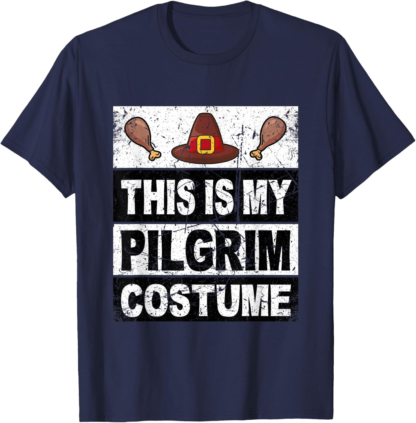 Retro Thanksgiving Shirt Pilgrim Costume Turkey Day Men Boys T-Shirt - T-Shirt | Navy