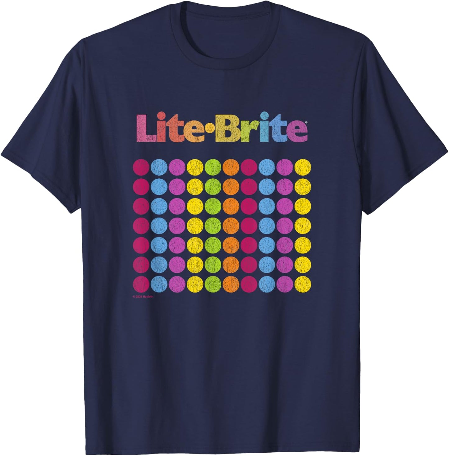 Lite-Brite Classic Toy Vintage Rainbow Dot Retro Grid Logo T-Shirt - T-Shirt | Navy