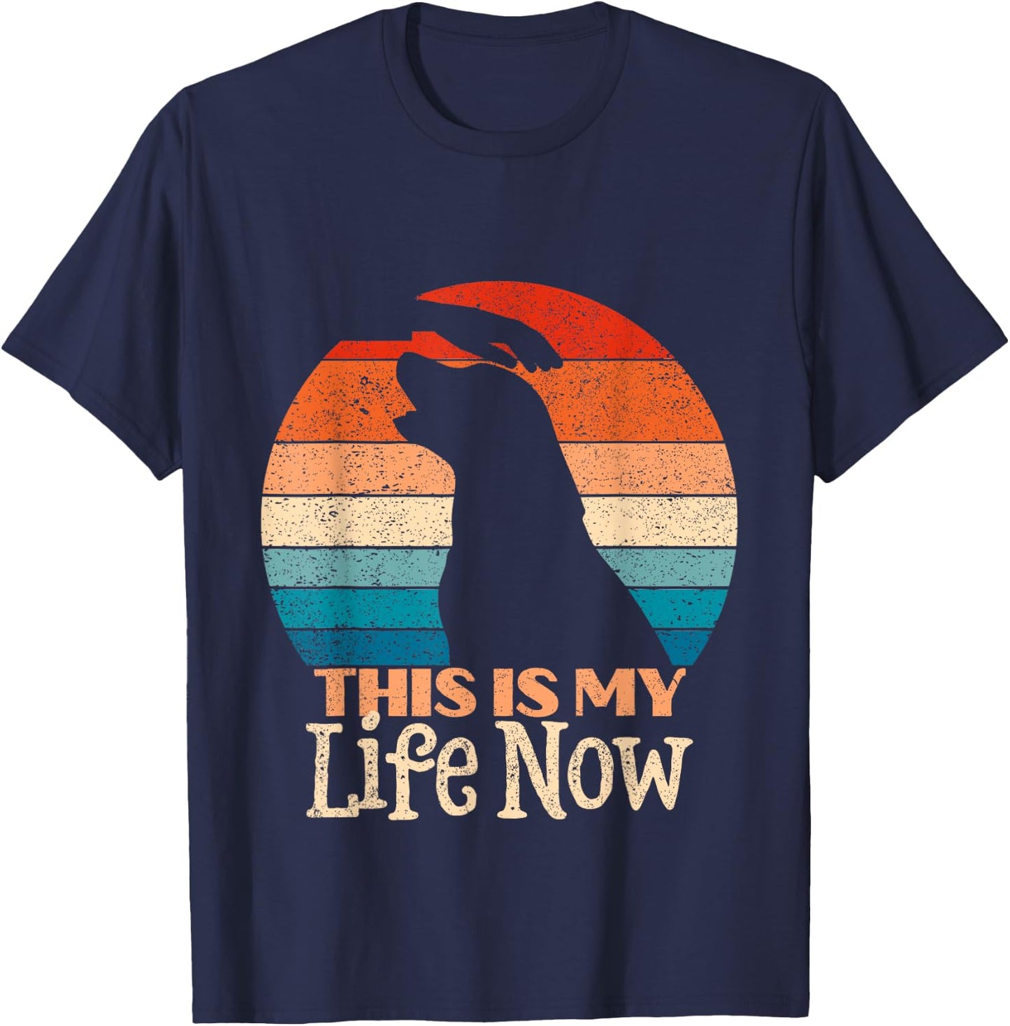 Distressed Retro Labrador Retriever This Is My Life Now T-Shirt - T-Shirt | Navy