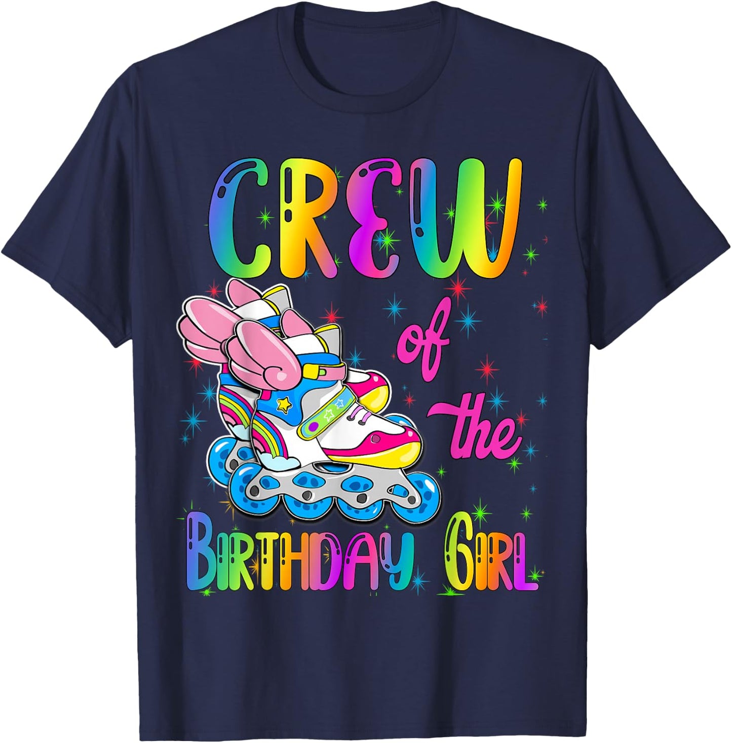 Crew of the Birthday girl Rolling skate Family Party T-Shirt - T-Shirt | Navy