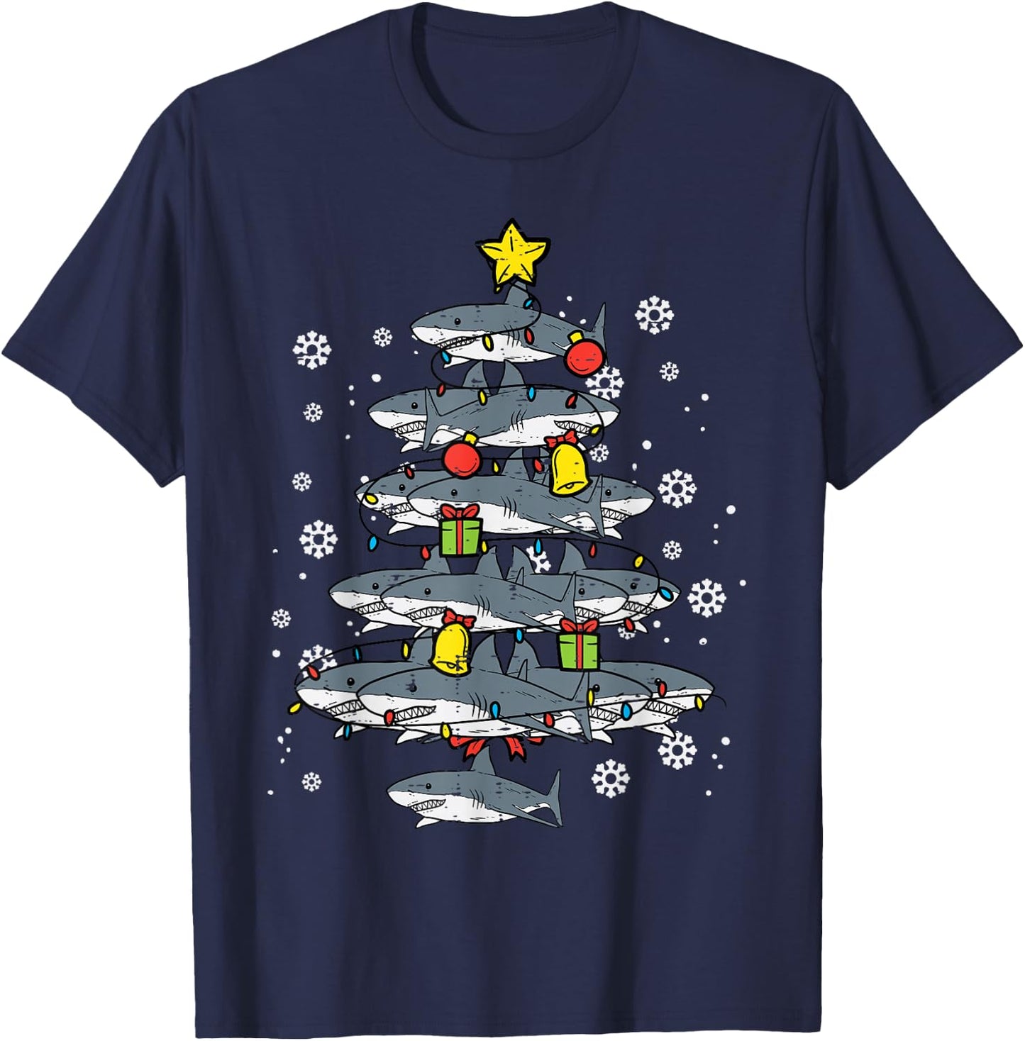Sharks Christmas Tree Xmas Boys Toddler Kids Men Women Kids T-Shirt - T-Shirt | Navy