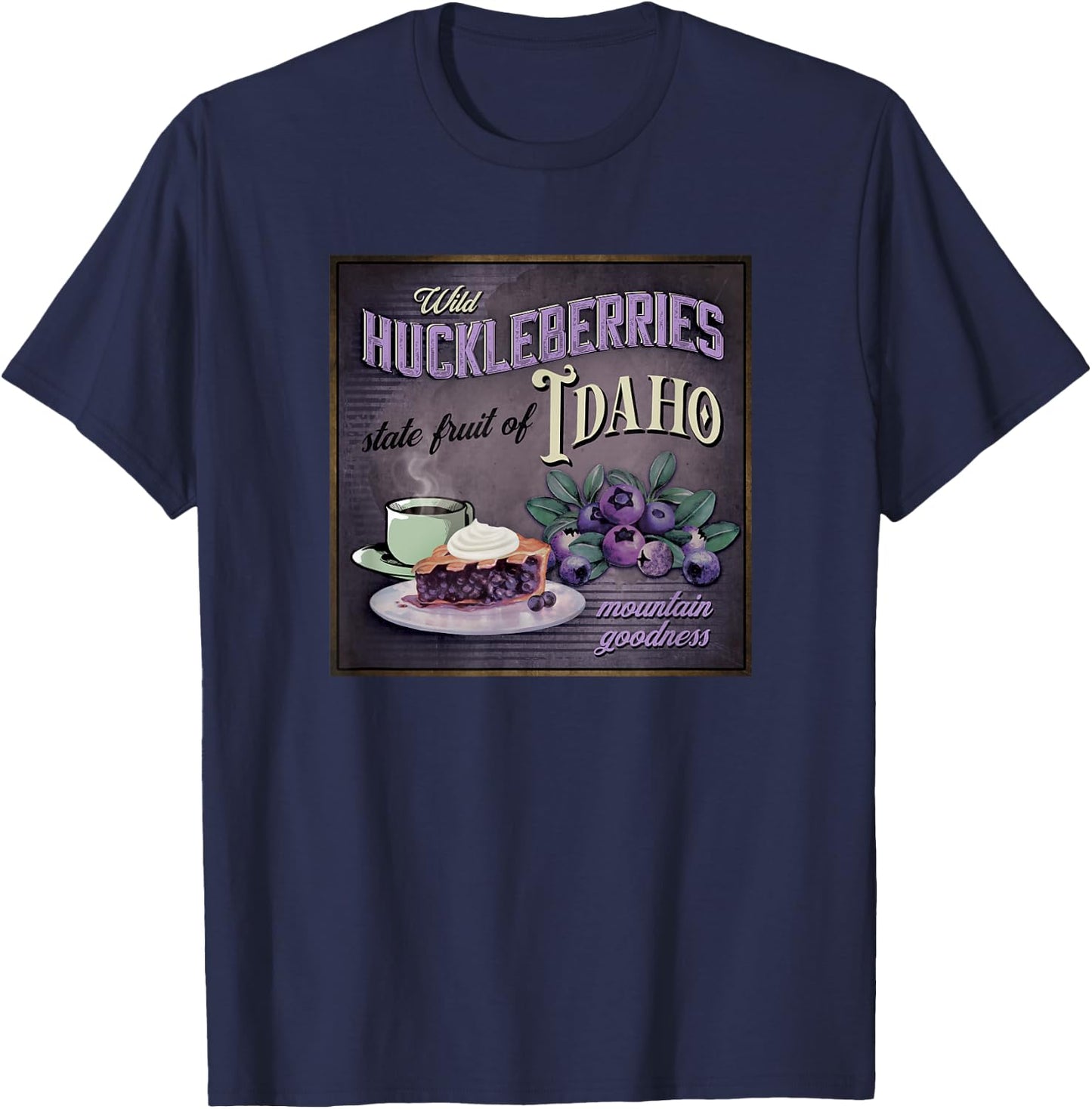 Vintage Idaho Huckleberry Huckleberries Novelty Souvenir T-Shirt - T-Shirt | Navy