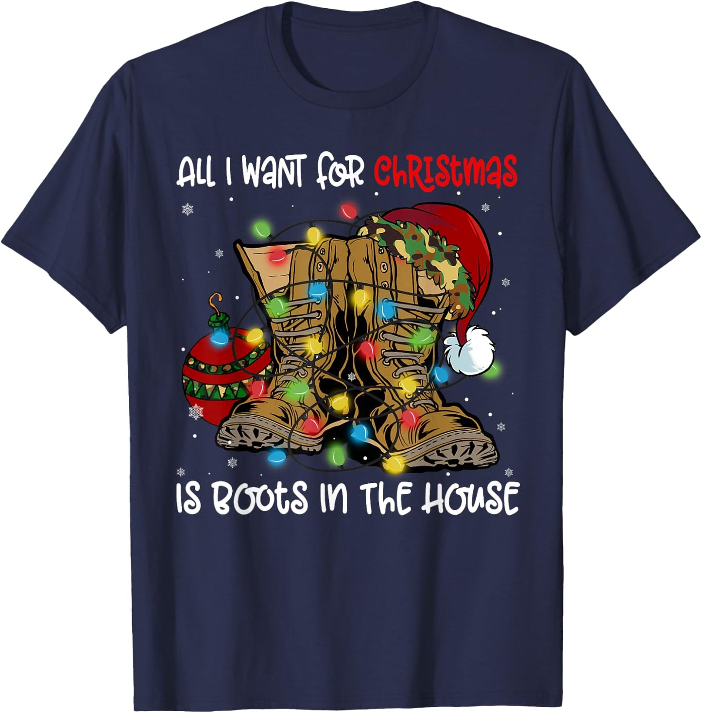 All I Want For Christmas Is Boots In The House Santa Hat T-Shirt - T-Shirt | Navy