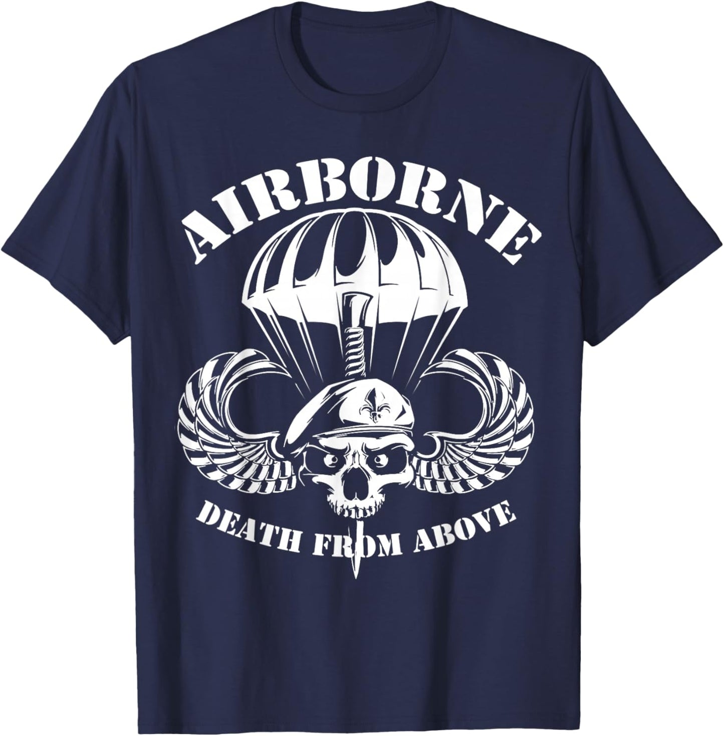 Death From Paratrooper Above US Airborne Division Veteran T-Shirt - T-Shirt | Navy