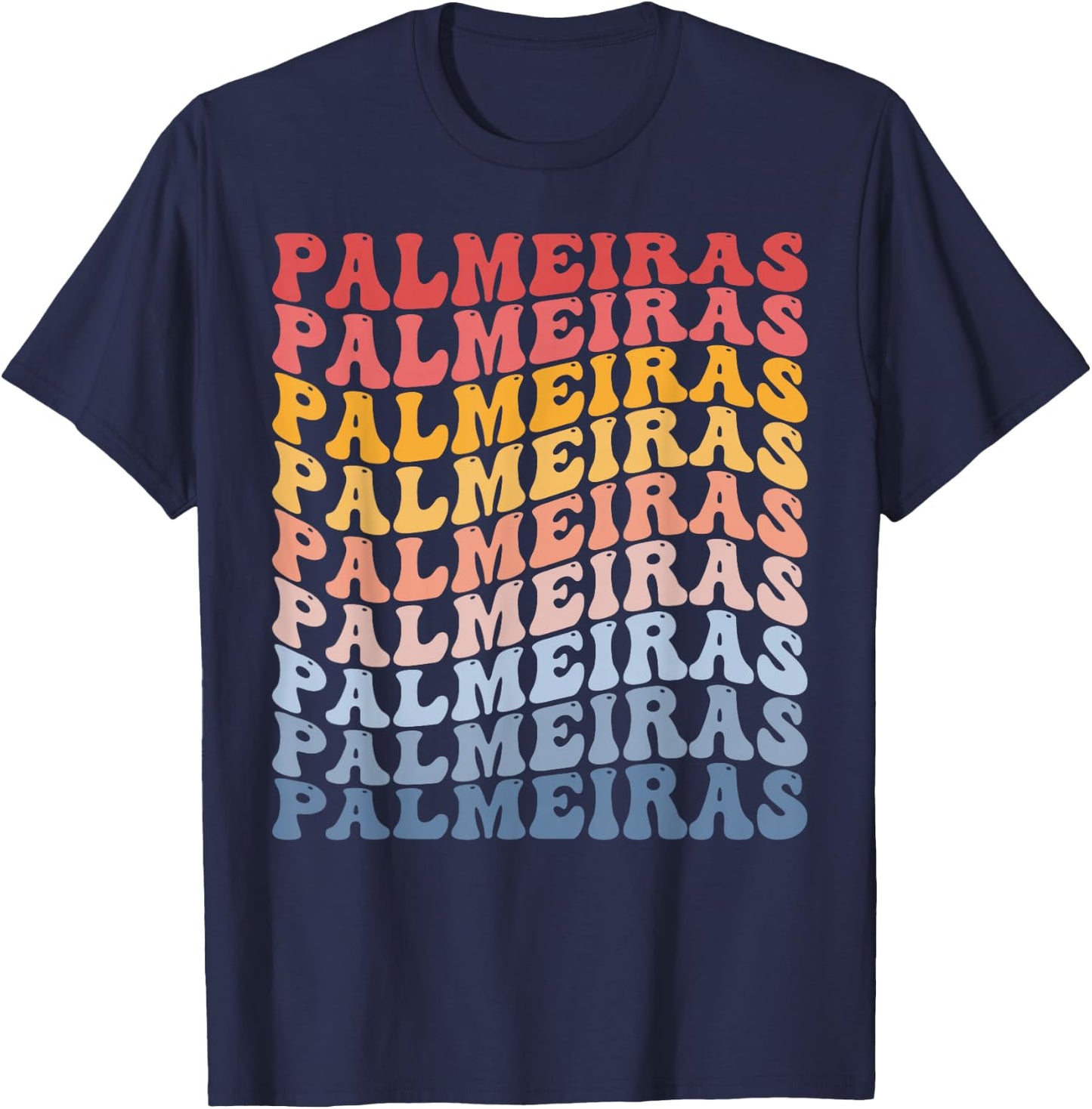 Palmeiras City Groovy Retro T-Shirt - T-Shirt | Navy