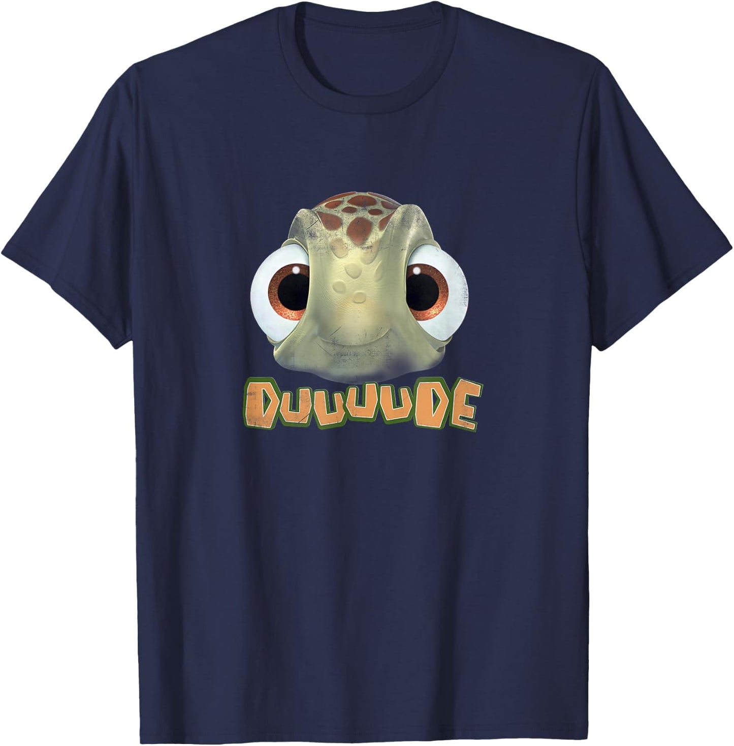 Disney Pixar Finding Nemo Duuuude Squirt Big Face Chest Logo T-Shirt - T-Shirt | Navy