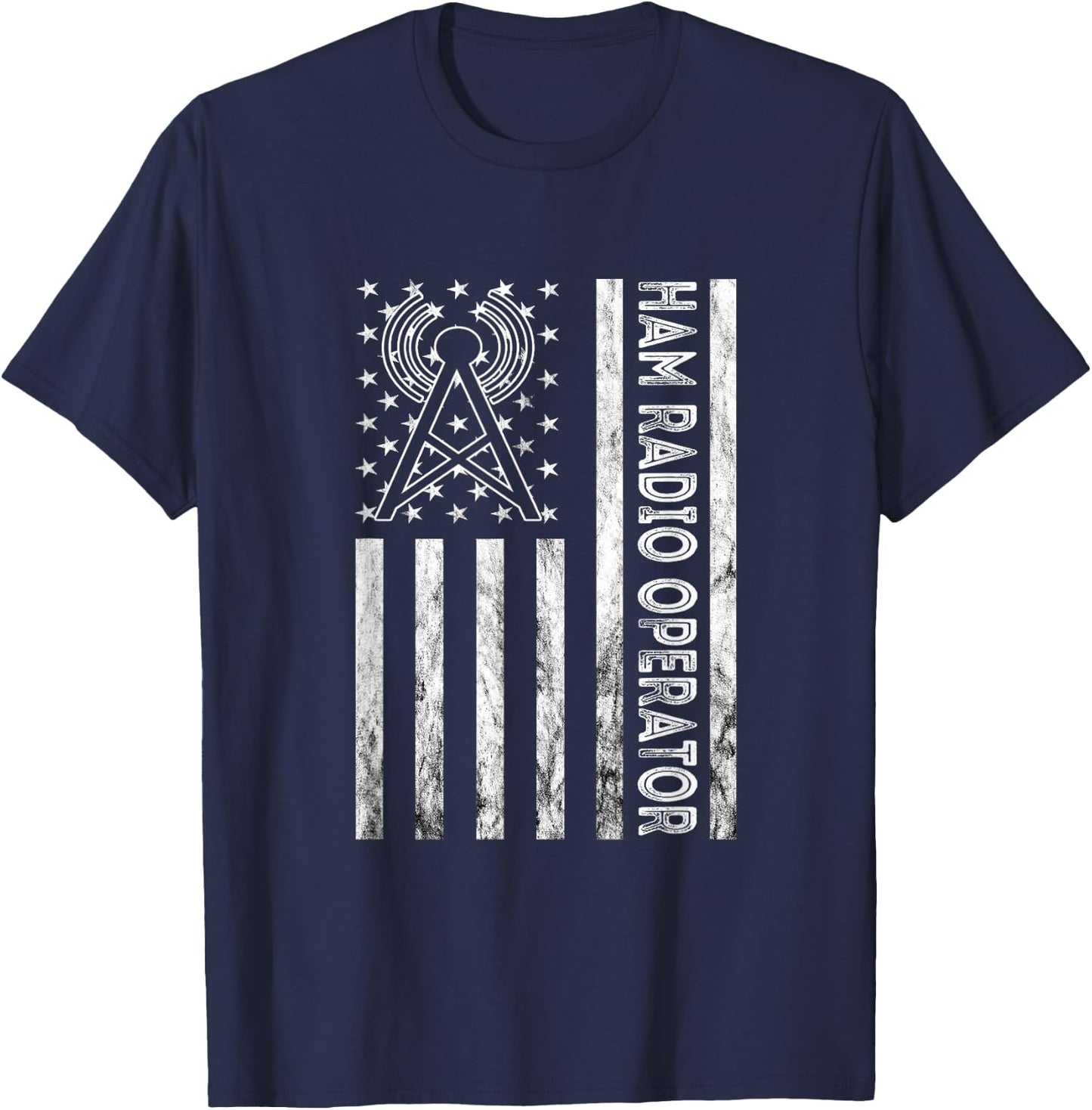 Ham Radio Operator Amateur Radio Vintage American Flag USA T-Shirt - T-Shirt | Navy