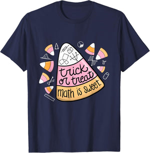 Trick or Treat Halloween Math is Sweet Candy Corn Funny T-Shirt - T-Shirt | Navy