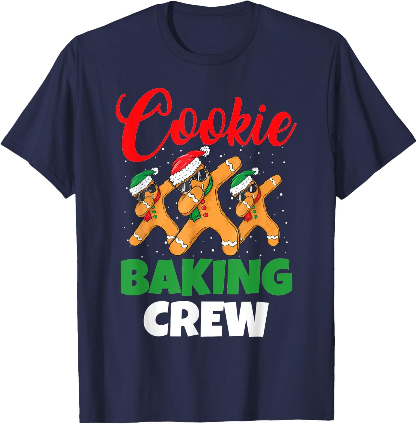 Cookie Baking Crew Dabbing Gingerbread Men Christmas Hats T-Shirt - T-Shirt | Navy
