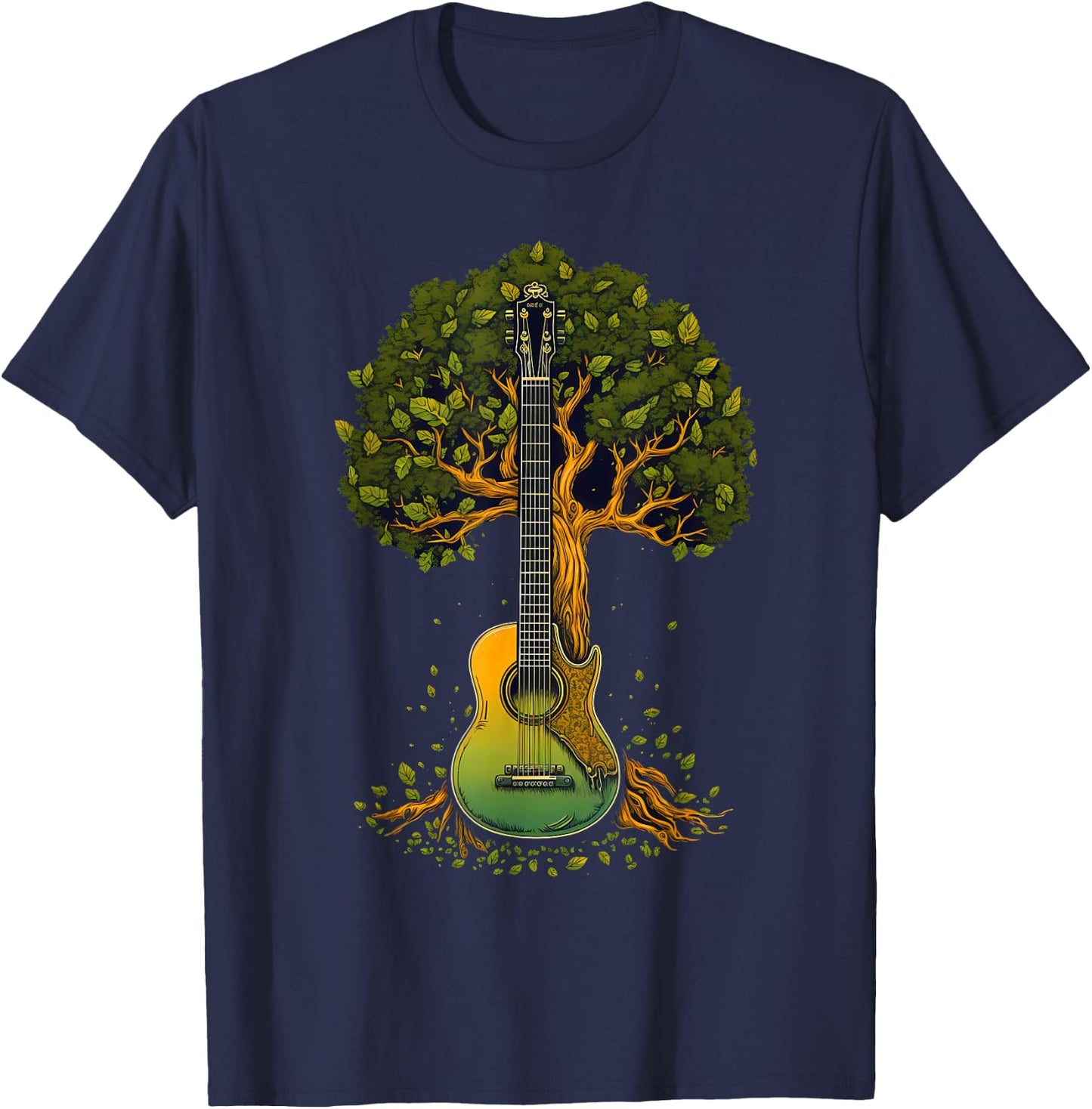 Guitar Tree of Life, Guitar Tree T-Shirt - T-Shirt | Navy