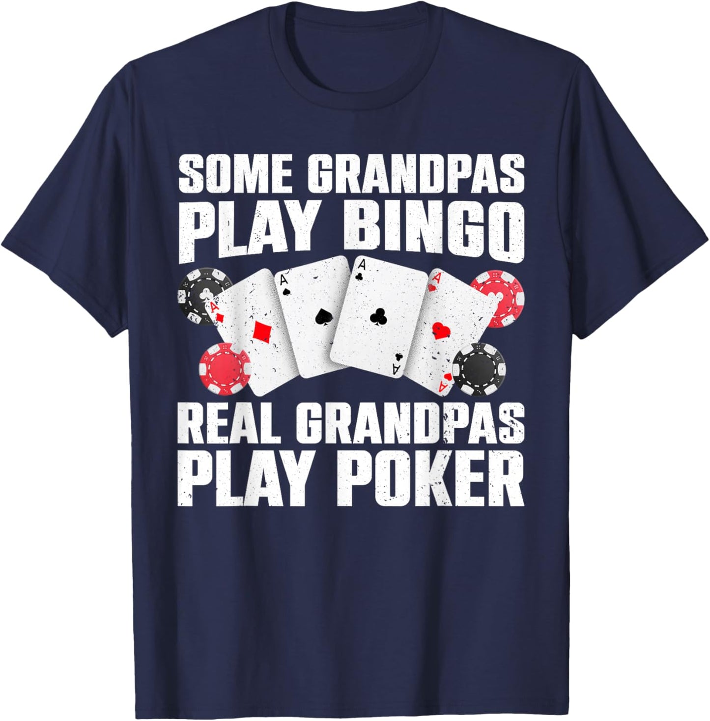 Cool Poker Lover Art for Grandpa Men Casino Card Gambling Small T-Shirt - T-Shirt | Navy