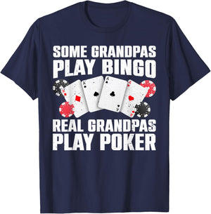 Cool Poker Lover Art for Grandpa Men Casino Card Gambling Small T-Shirt - T-Shirt | Navy