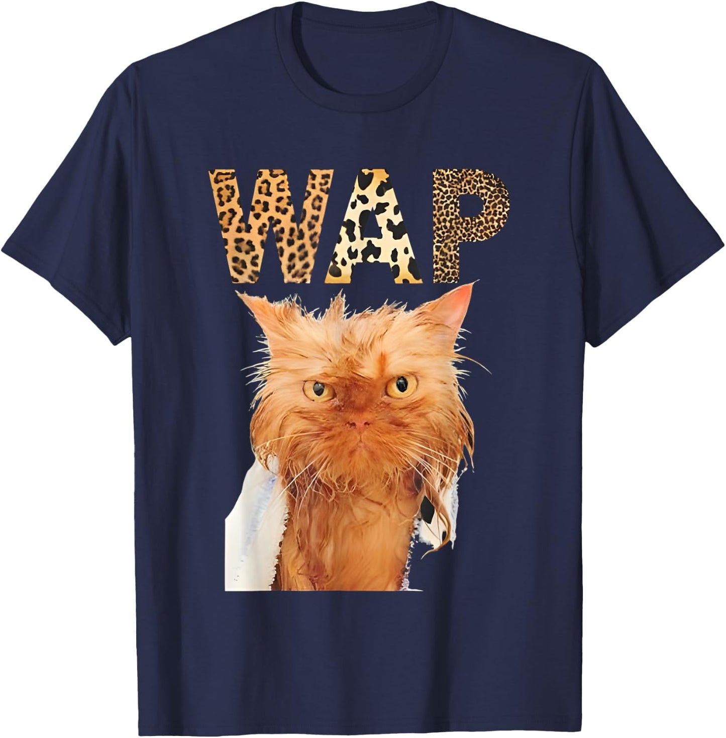 Wap Wet Cat Funny Women T-Shirt - T-Shirt | Navy