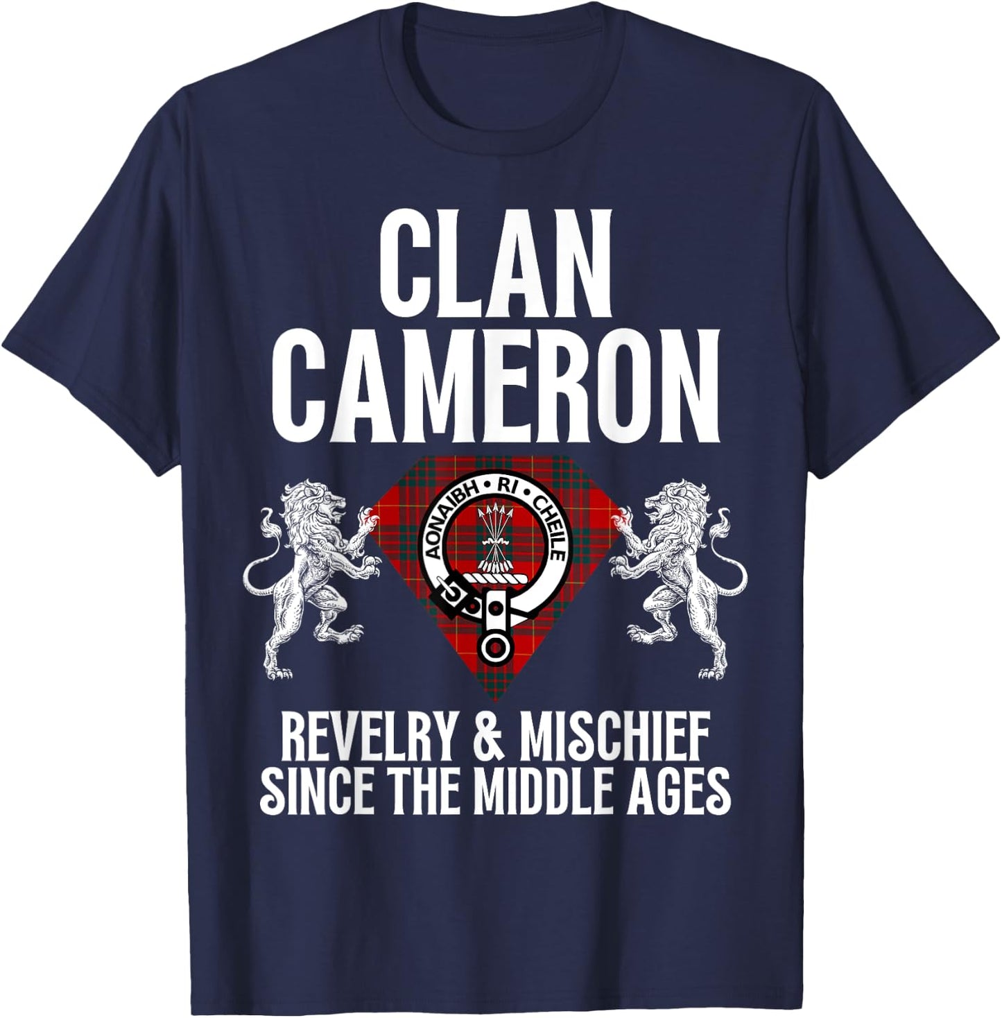 HighlandFour Cameron Clan Scottish Name Coat Of Arms Tartan Family Party T-Shirt - T-Shirt | Navy