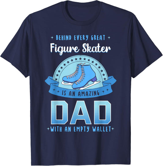 Figure Skating Dad Ice Skater Skates Sport Father's Day T-Shirt - T-Shirt | Navy