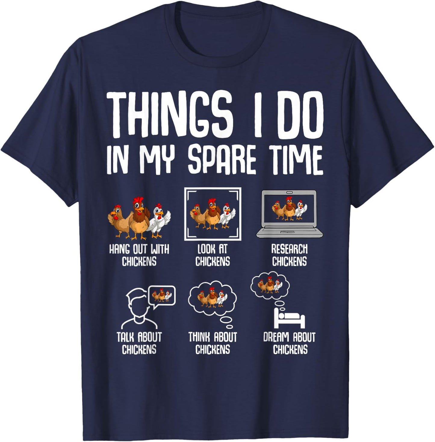 Chicken Things I Do in My Spare Time Women Men Kids T-Shirt - T-Shirt | Navy