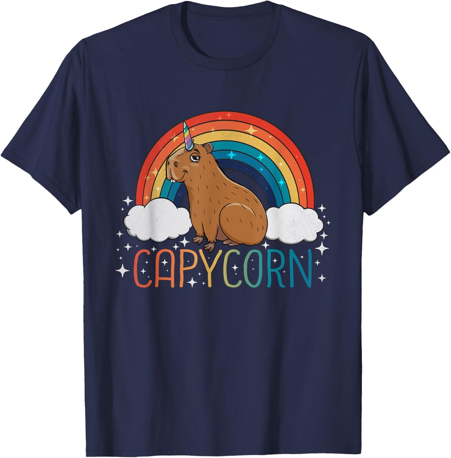 Capybara Lover Girls Unicorn Rainbow Capybara T-Shirt - T-Shirt | Navy