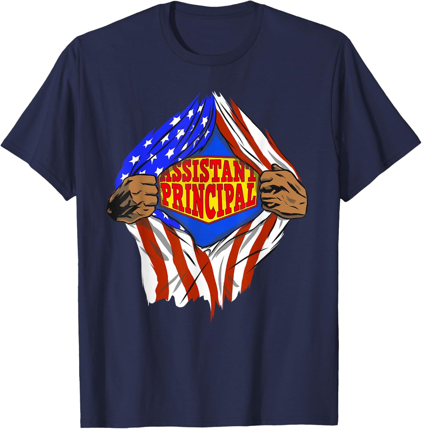Funny Super Assistant Principal Hero Job T-Shirt - T-Shirt | Navy