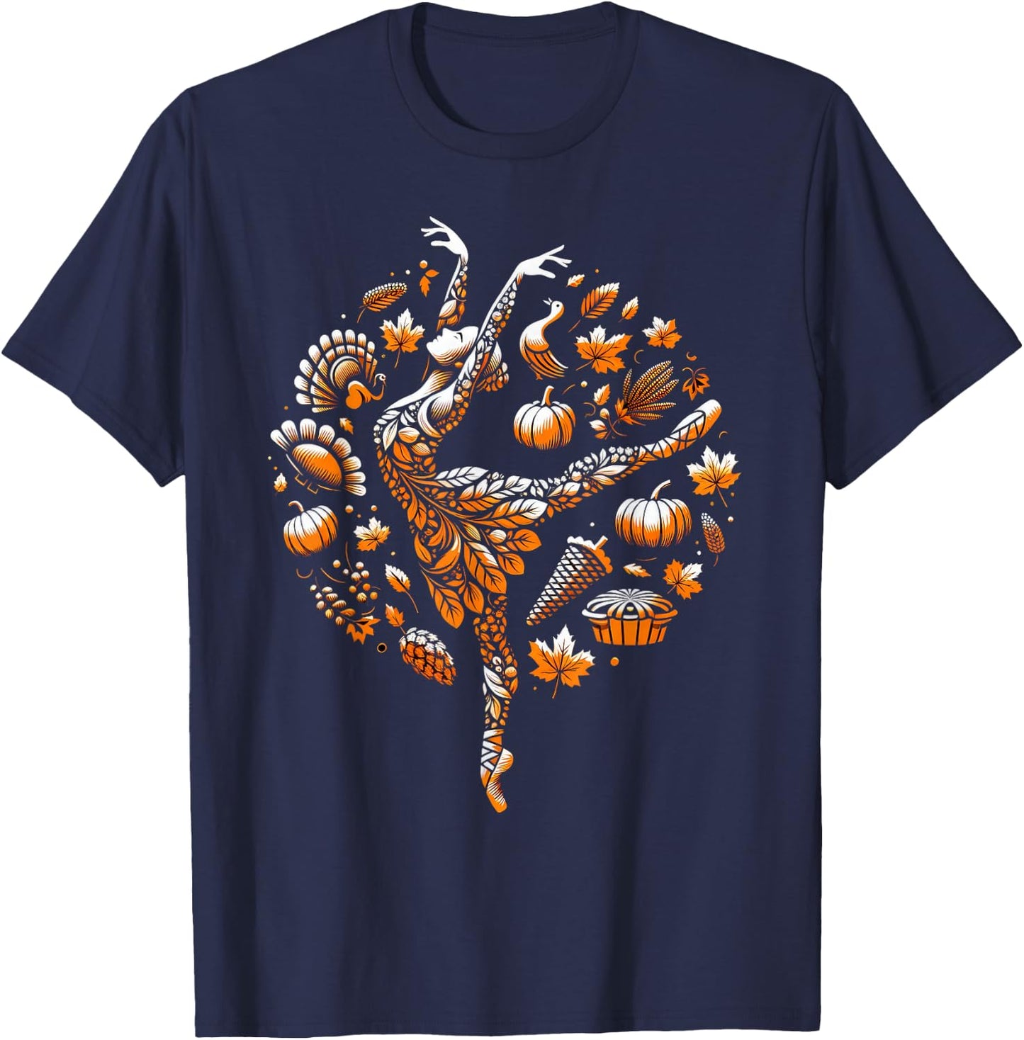 Girl Dancer Thanksgiving Turkey Day Ballet Dance - Ballerina T-Shirt - T-Shirt | Navy
