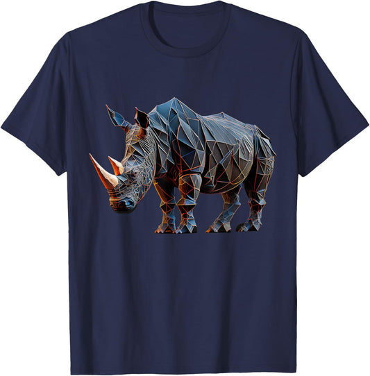 Rhino Art Polygon Animal Rhino T-Shirt - T-Shirt | Navy