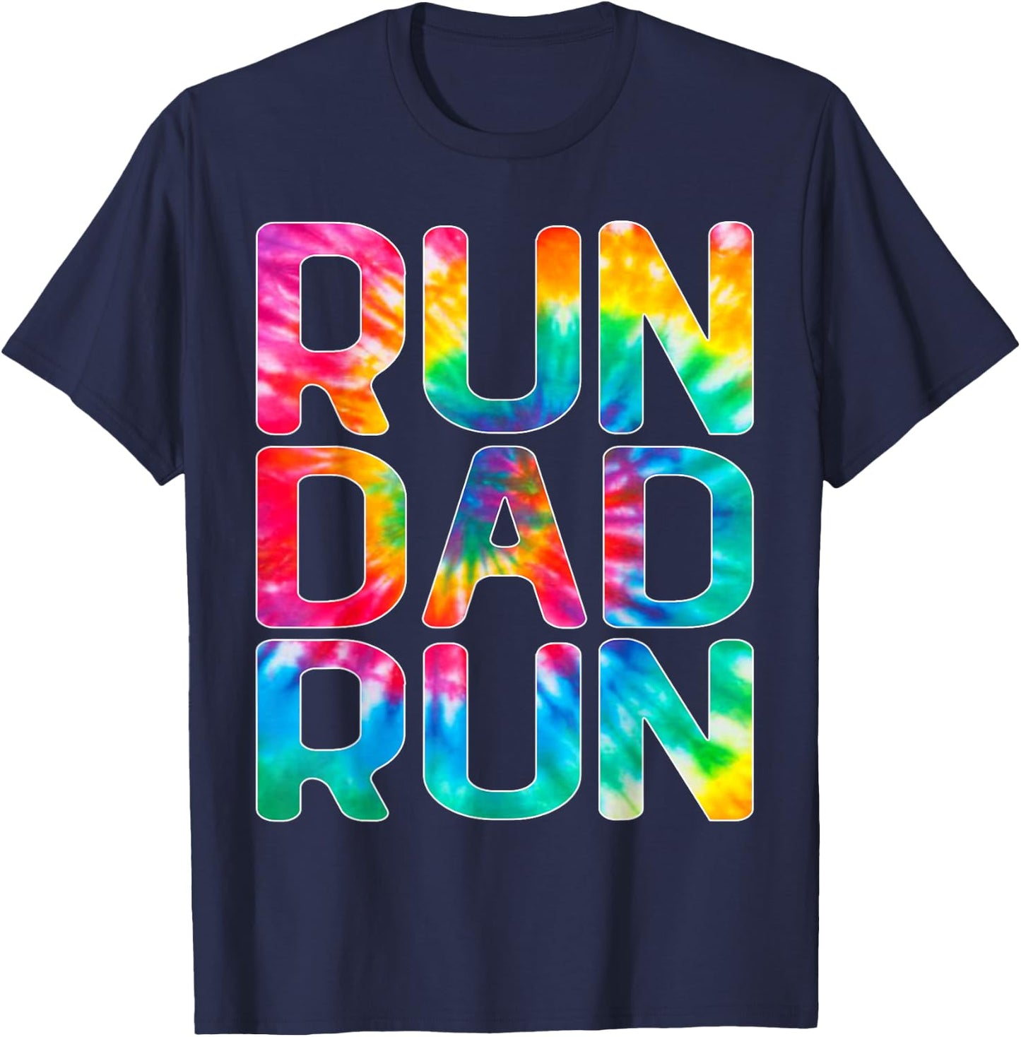 Run Dad Run Marathon Tie Dye Running Spectator T-Shirt - T-Shirt | Navy