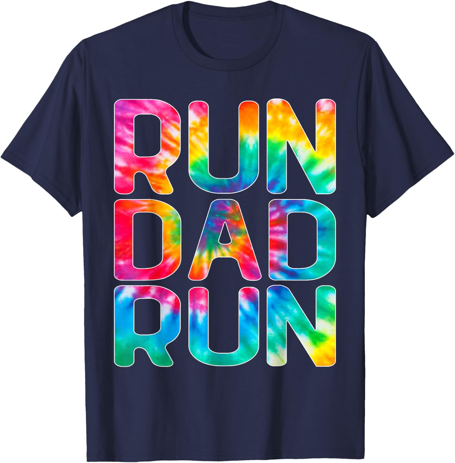 Run Dad Run Marathon Tie Dye Running Spectator T-Shirt - T-Shirt | Navy