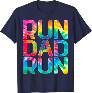 Run Dad Run Marathon Tie Dye Running Spectator T-Shirt - T-Shirt | Navy