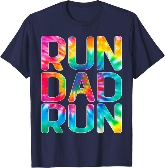Run Dad Run Marathon Tie Dye Running Spectator T-Shirt - T-Shirt | Navy